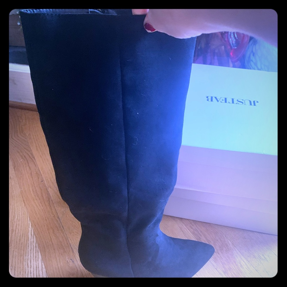 Knee high suede boots